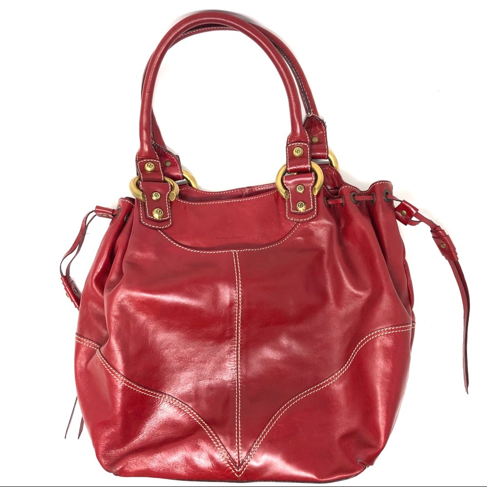 FRANCESCO BIASIA large brick red leather bag - Picture 1 of 8